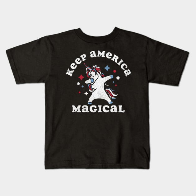 Keep America Magical Dabbing Unicorn Kids T-Shirt by Tingsy